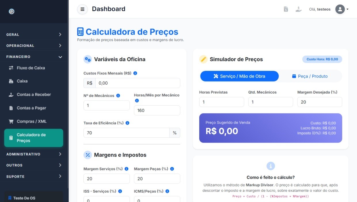 Calculadora de preços
